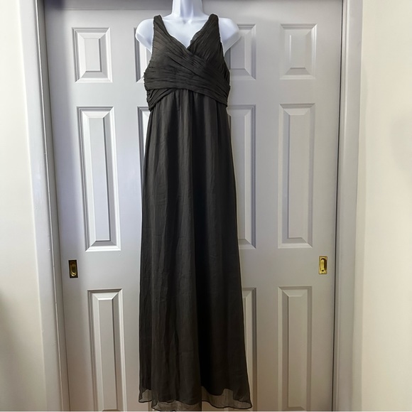 Anthropologie by BHLDN Chiffon Dress in Charcoal Gray Size XL - Picture 5 of 12